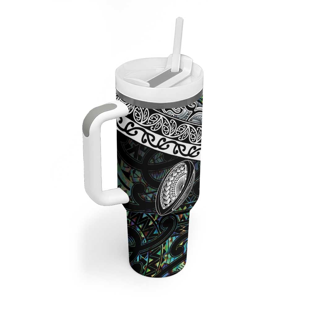 Custom New Zealand Tumbler With Handle Maori Rugby Tattoo Papua Shell LT9 - Polynesian Pride