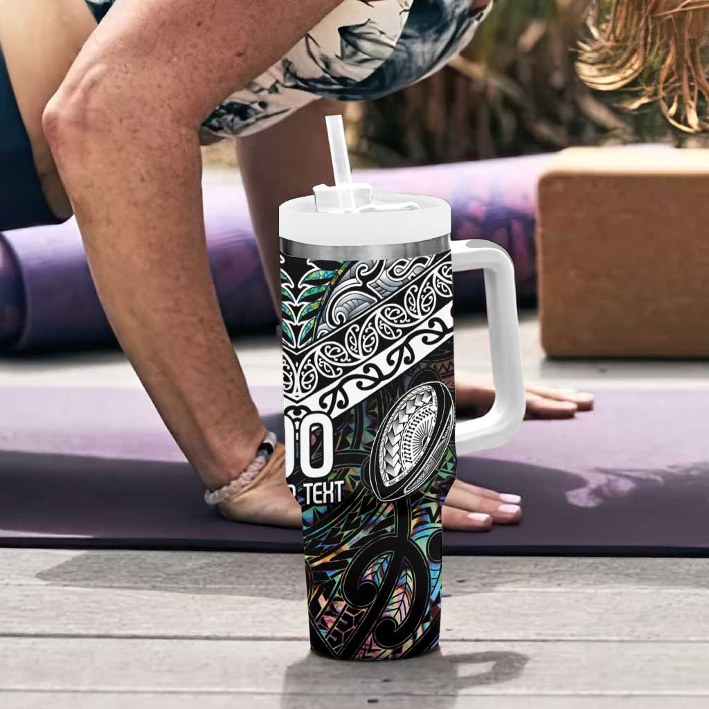 Custom New Zealand Tumbler With Handle Maori Rugby Tattoo Papua Shell LT9 - Polynesian Pride