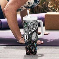 Custom New Zealand Tumbler With Handle Maori Rugby Tattoo Papua Shell LT9 - Polynesian Pride