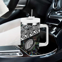 Custom New Zealand Tumbler With Handle Maori Rugby Tattoo Papua Shell LT9 - Polynesian Pride