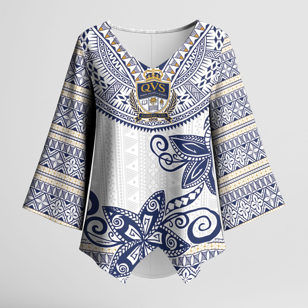Fiji Queen Victoria School Personalised Kimono Sleeve Blouse QVS 120 Years Queen Victoria Alumni Legacy LT9 Female White - Polynesian Pride