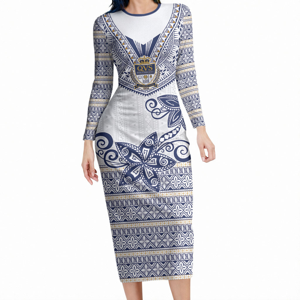 Fiji Queen Victoria School Personalised Long Sleeve Bodycon Dress QVS 120 Years Queen Victoria Alumni Legacy