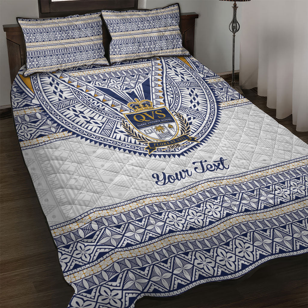 Fiji Queen Victoria School Personalised Quilt Bed Set QVS 120 Years Queen Victoria Alumni Legacy LT9 White - Polynesian Pride