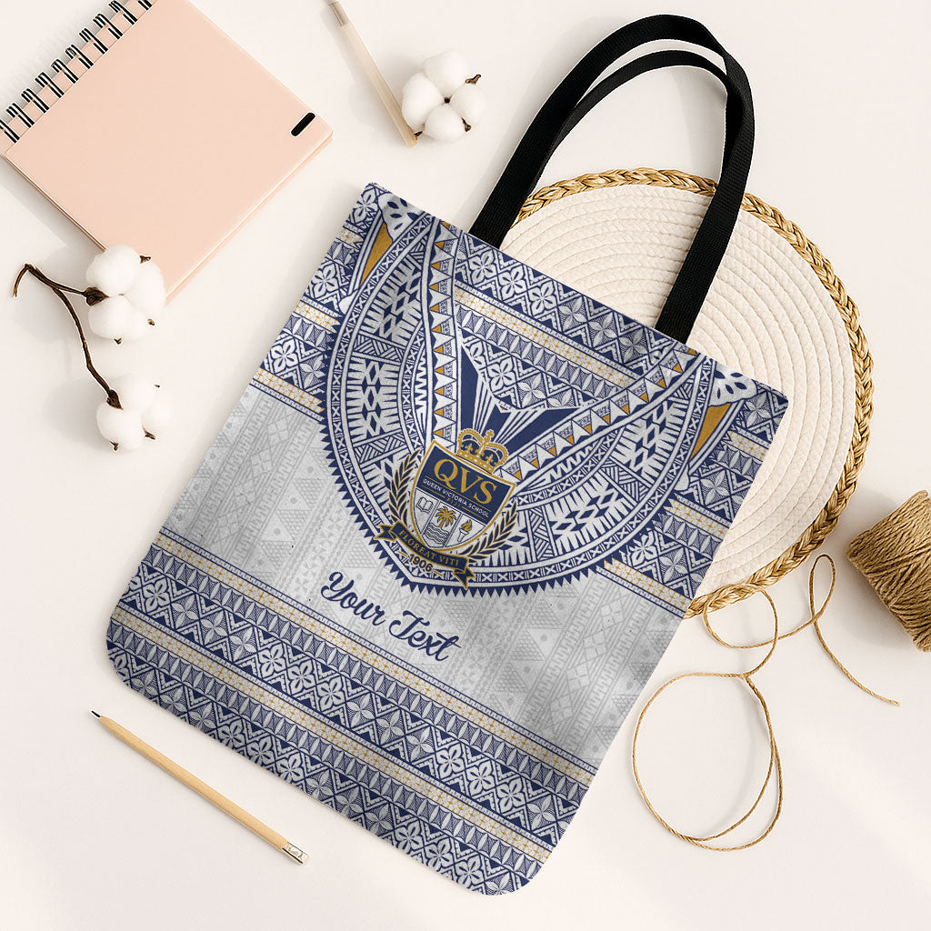 Fiji Queen Victoria School Personalised Tote Bag QVS 120 Years Queen Victoria Alumni Legacy LT9 Black Strap One Size White - Polynesian Pride