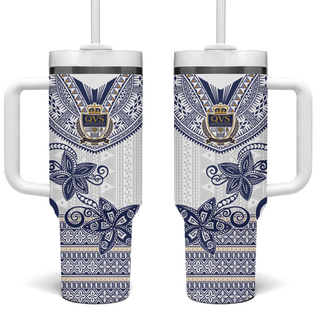 Fiji Queen Victoria School Personalised Tumbler With Handle QVS 120 Years Queen Victoria Alumni Legacy LT9 One Size: 40 oz White - Polynesian Pride