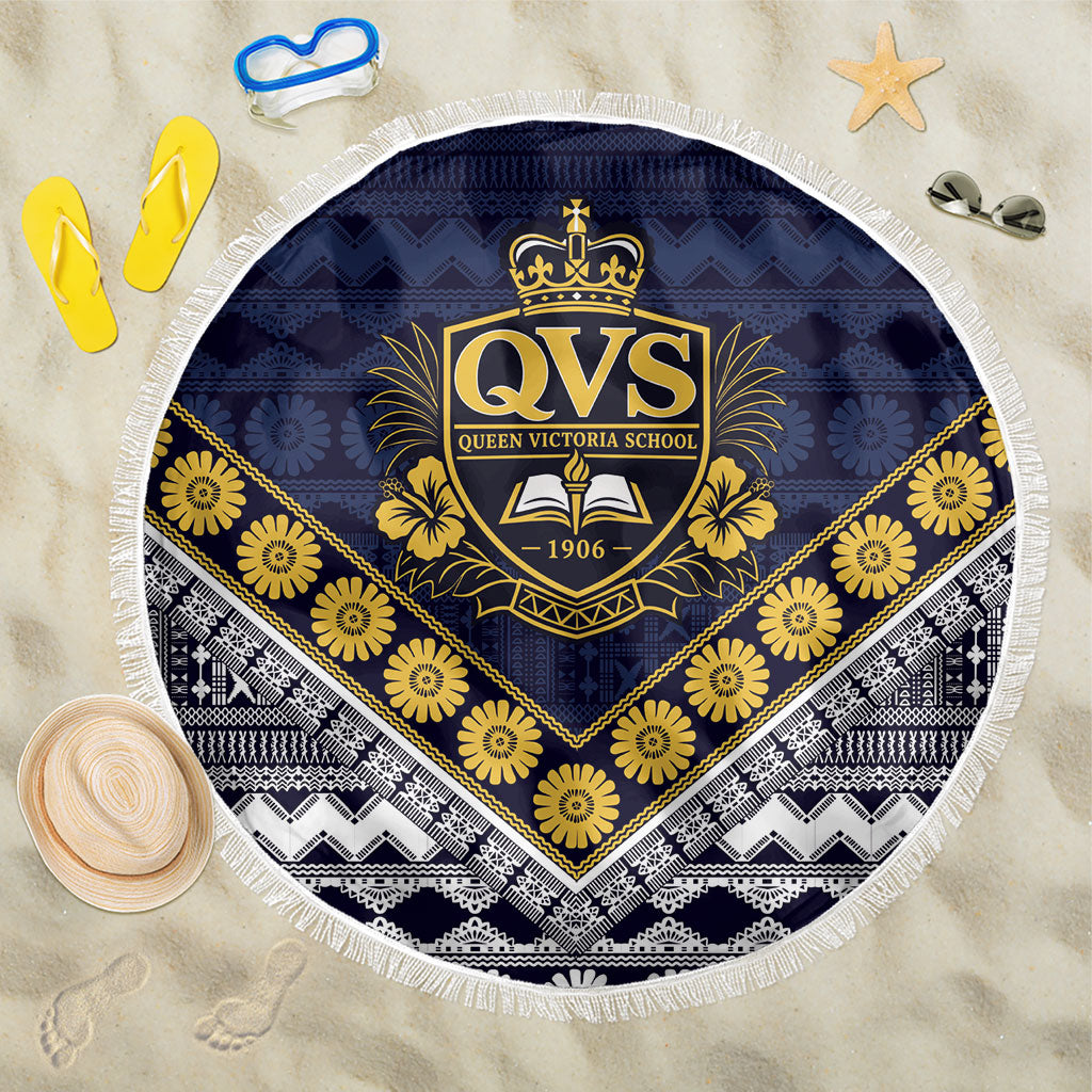 Fiji Queen Victoria School Beach Blanket QVS 1906 Generational School Legacy LT9 One Size 150cm Blue - Polynesian Pride