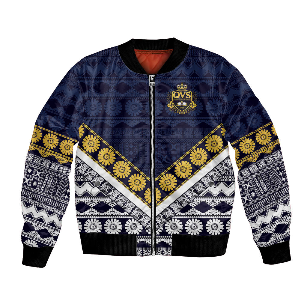 Fiji Queen Victoria School Bomber Jacket QVS 1906 Generational School Legacy LT9 Unisex Blue - Polynesian Pride