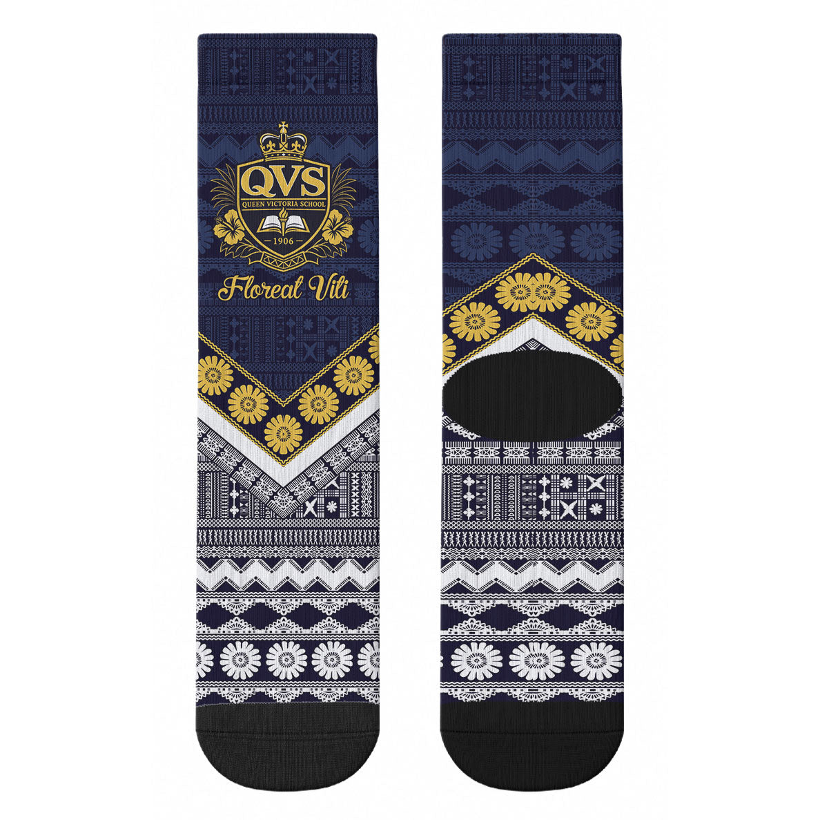 Fiji Queen Victoria School Crew Socks QVS 1906 Generational School Legacy LT9 - Polynesian Pride