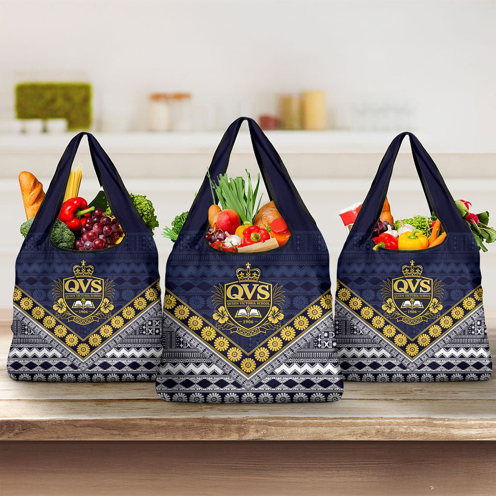 Fiji Queen Victoria School Grocery Bag QVS 1906 Generational School Legacy LT9 3-pack One Size Blue - Polynesian Pride