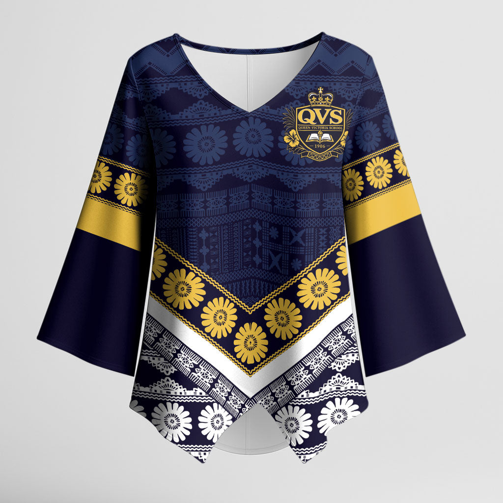 Fiji Queen Victoria School Kimono Sleeve Blouse QVS 1906 Generational School Legacy LT9 Female Blue - Polynesian Pride