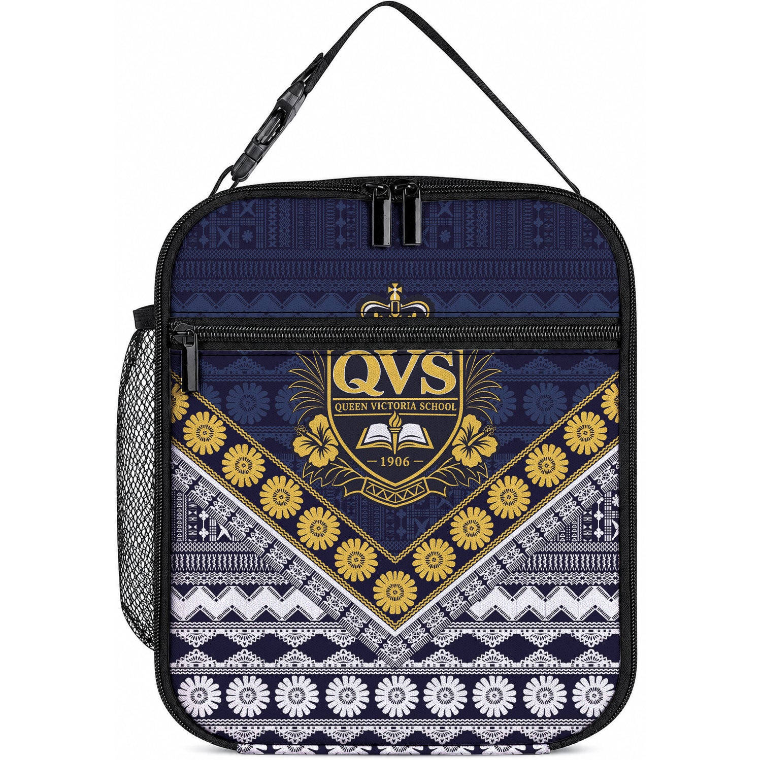Fiji Queen Victoria School Lunch Bag QVS 1906 Generational School Legacy LT9 10.2 × 8.3 × 4.3 inch Blue - Polynesian Pride