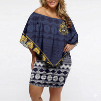 Fiji Queen Victoria School Off Shoulder Short Dress QVS 1906 Generational School Legacy LT9 Women Blue - Polynesian Pride
