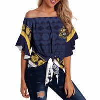 Fiji Queen Victoria School Off Shoulder Wrap Waist Top QVS 1906 Generational School Legacy LT9 Blue - Polynesian Pride