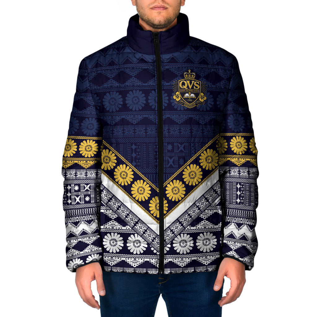 Fiji Queen Victoria School Padded Jacket QVS 1906 Generational School Legacy LT9 Men Blue - Polynesian Pride