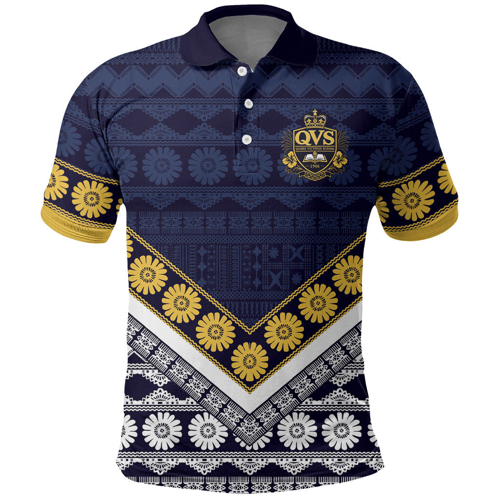 Fiji Queen Victoria School Polo Shirt QVS 1906 Generational School Legacy LT9 Blue - Polynesian Pride