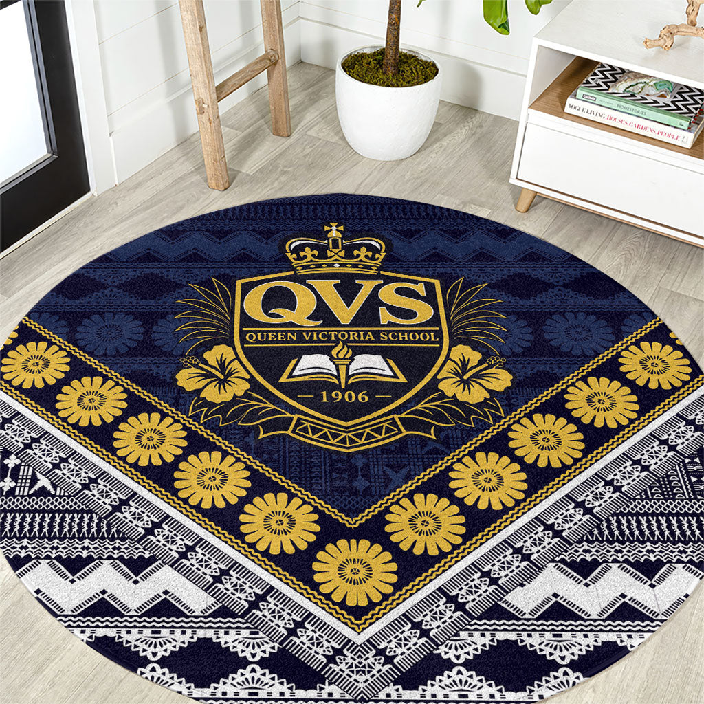 Fiji Queen Victoria School Round Carpet QVS 1906 Generational School Legacy LT9 Blue - Polynesian Pride