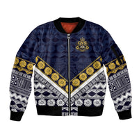 Fiji Queen Victoria School Sleeve Zip Bomber Jacket QVS 1906 Generational School Legacy LT9 Unisex Blue - Polynesian Pride