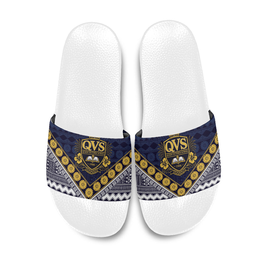 Fiji Queen Victoria School Slide Sandals QVS 1906 Generational School Legacy LT9 Blue - Polynesian Pride