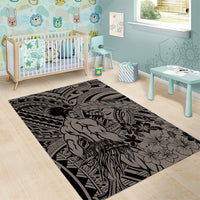 Beauty and The Warrior Polynesian Valentine Area Rug Hibiscus FLowers Brown Style LT9 - Polynesian Pride