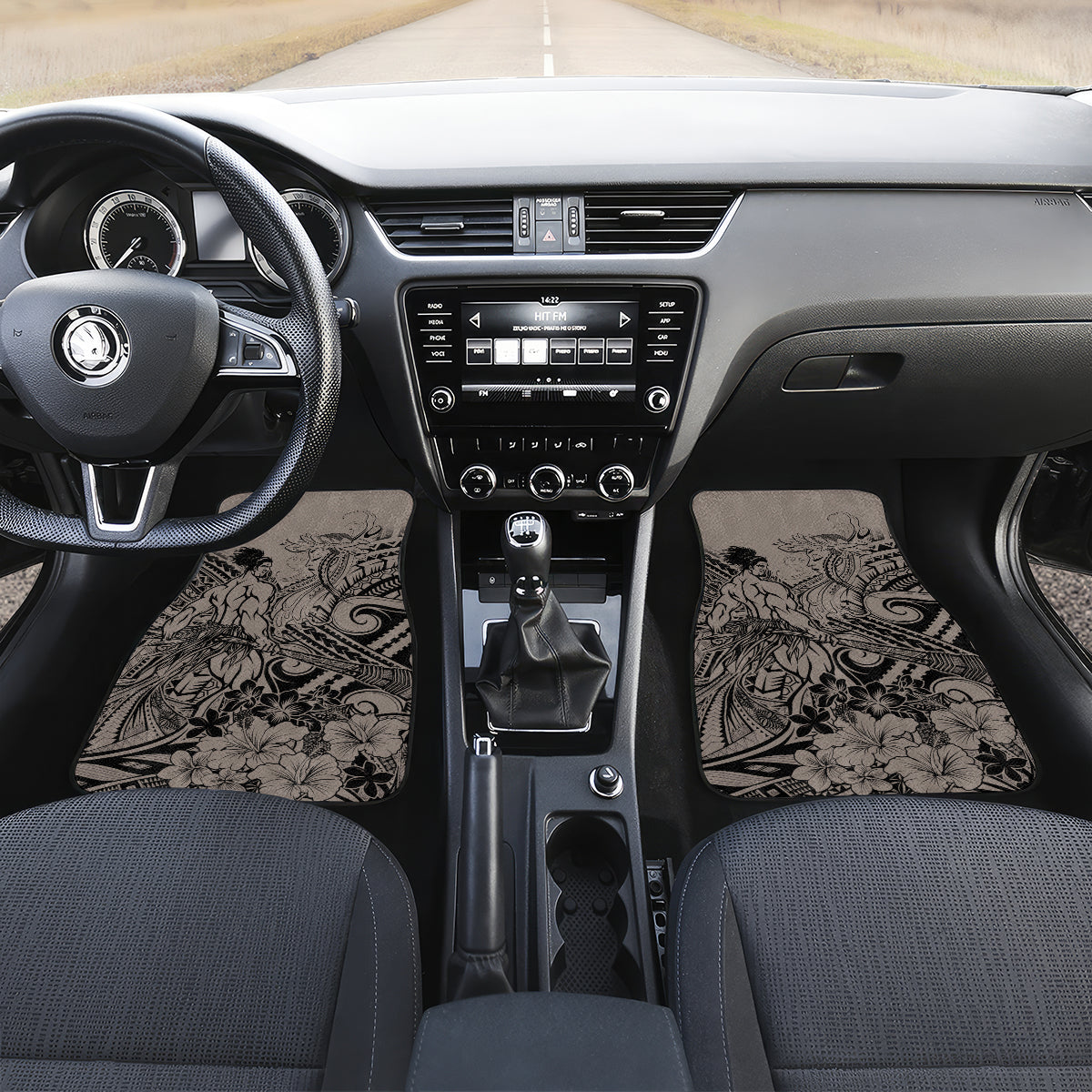Beauty and The Warrior Polynesian Valentine Car Mats Hibiscus FLowers Brown Style LT9 - Polynesian Pride