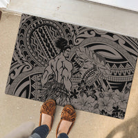 Beauty and The Warrior Polynesian Valentine Rubber Doormat Hibiscus FLowers Brown Style LT9 - Polynesian Pride