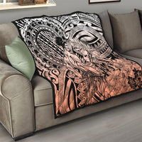 Beauty and The Warrior Polynesian Valentine Quilt Hibiscus FLowers Orange Style LT9 - Polynesian Pride