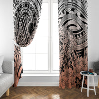 Beauty and The Warrior Polynesian Valentine Window Curtain Hibiscus FLowers Orange Style LT9 - Polynesian Pride