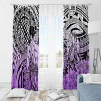 Beauty and The Warrior Polynesian Valentine Window Curtain Hibiscus FLowers Purple Style LT9 - Polynesian Pride