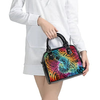 Beauty and The Warrior Polynesian Valentine Shoulder Handbag Hibiscus FLowers Rainbow Style LT9 - Polynesian Pride