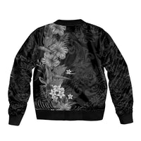 Hawaii Tropical Flowers Tribal Pattern Bomber Jacket Black Style LT9 - Polynesian Pride
