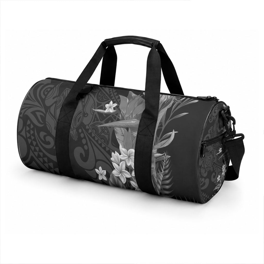 Hawaii Tropical Flowers Tribal Pattern Duffle Bag Black Style LT9 - Polynesian Pride