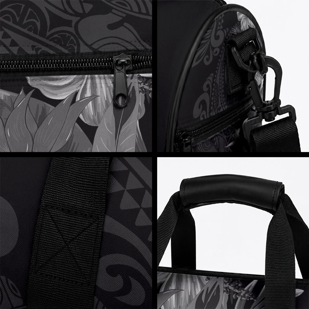 Hawaii Tropical Flowers Tribal Pattern Duffle Bag Black Style LT9 - Polynesian Pride