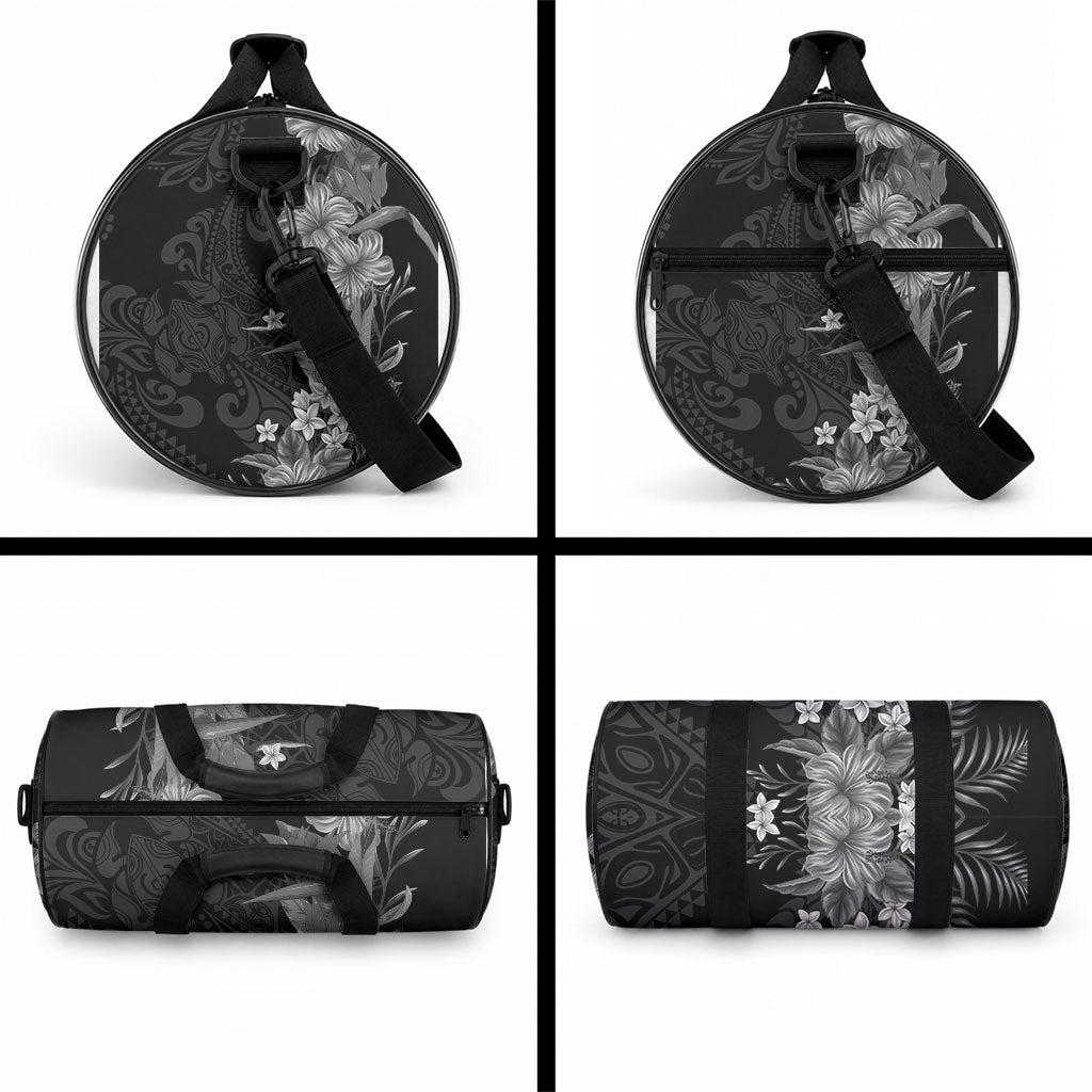 Hawaii Tropical Flowers Tribal Pattern Duffle Bag Black Style LT9 - Polynesian Pride