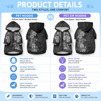 Hawaii Tropical Flowers Tribal Pattern Pet Hoodie Black Style LT9 - Polynesian Pride