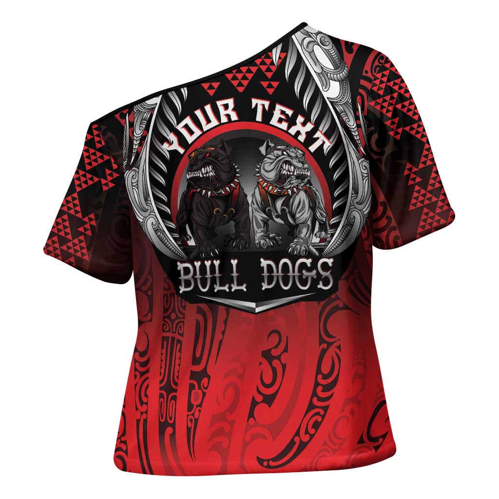Aotearoa Bulldog Personalised Cross Shoulder Shirt Maori Kowhaiwhai Motif - Polynesian Pride