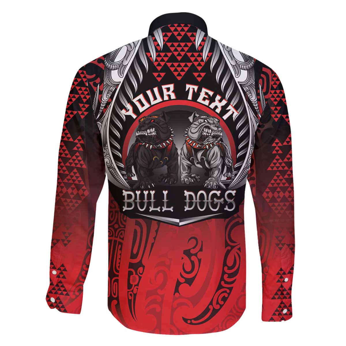 Aotearoa Bulldog Personalised Family Matching Off The Shoulder Long Sleeve Dress and Hawaiian Shirt Maori Kowhaiwhai Motif LT9 - Polynesian Pride