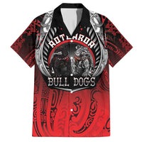Aotearoa Bulldog Personalised Family Matching Summer Maxi Dress and Hawaiian Shirt Maori Kowhaiwhai Motif LT9 Dad's Shirt - Short Sleeve Red - Polynesian Pride