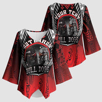 Aotearoa Bulldog Personalised Kimono Sleeve Blouse Maori Kowhaiwhai Motif - Polynesian Pride