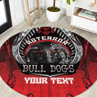 Aotearoa Bulldog Personalised Round Carpet Maori Kowhaiwhai Motif LT9 Red - Polynesian Pride
