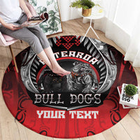 Aotearoa Bulldog Personalised Round Carpet Maori Kowhaiwhai Motif LT9 - Polynesian Pride