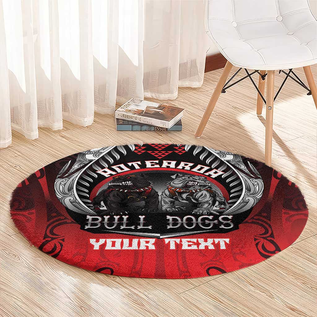 Aotearoa Bulldog Personalised Round Carpet Maori Kowhaiwhai Motif LT9 - Polynesian Pride