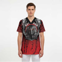 Aotearoa Bulldog Personalised Scrub Top Maori Kowhaiwhai Motif - Polynesian Pride