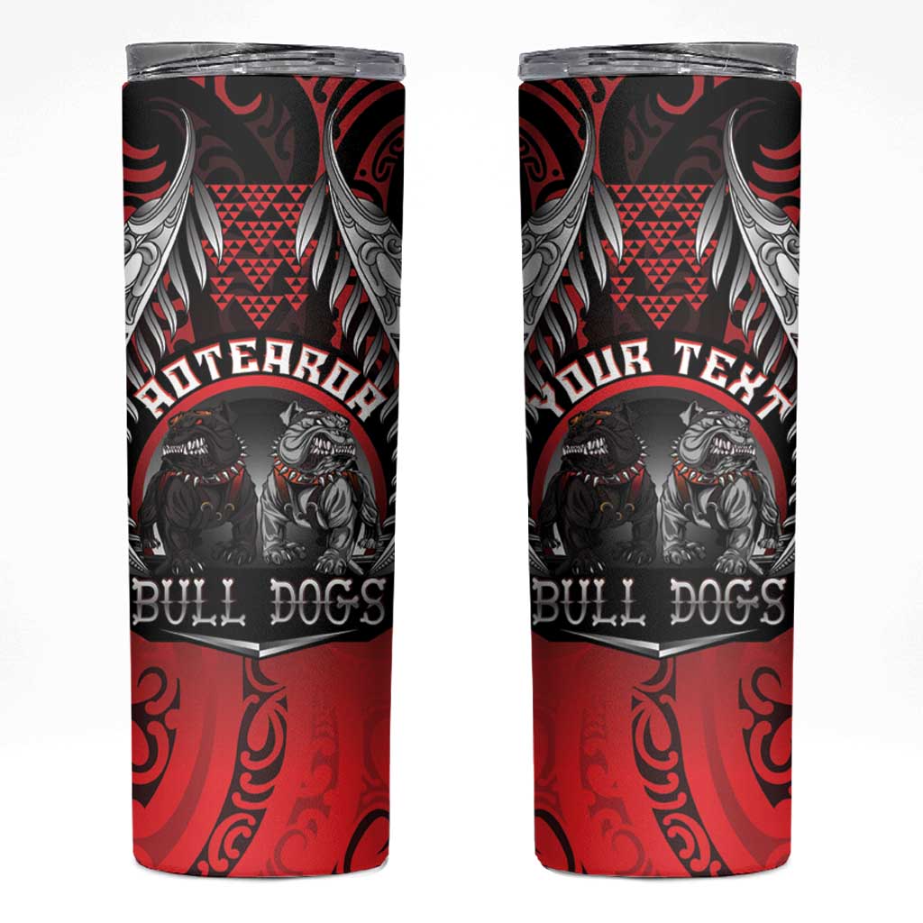 Aotearoa Bulldog Personalised Skinny Tumbler Maori Kowhaiwhai Motif LT9 Red - Polynesian Pride