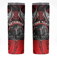 Aotearoa Bulldog Personalised Skinny Tumbler Maori Kowhaiwhai Motif LT9 Red - Polynesian Pride