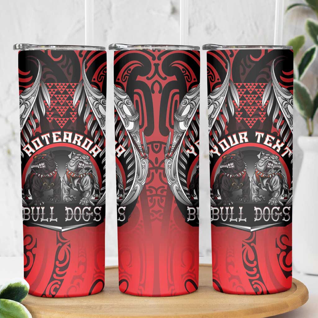 Aotearoa Bulldog Personalised Skinny Tumbler Maori Kowhaiwhai Motif LT9 - Polynesian Pride