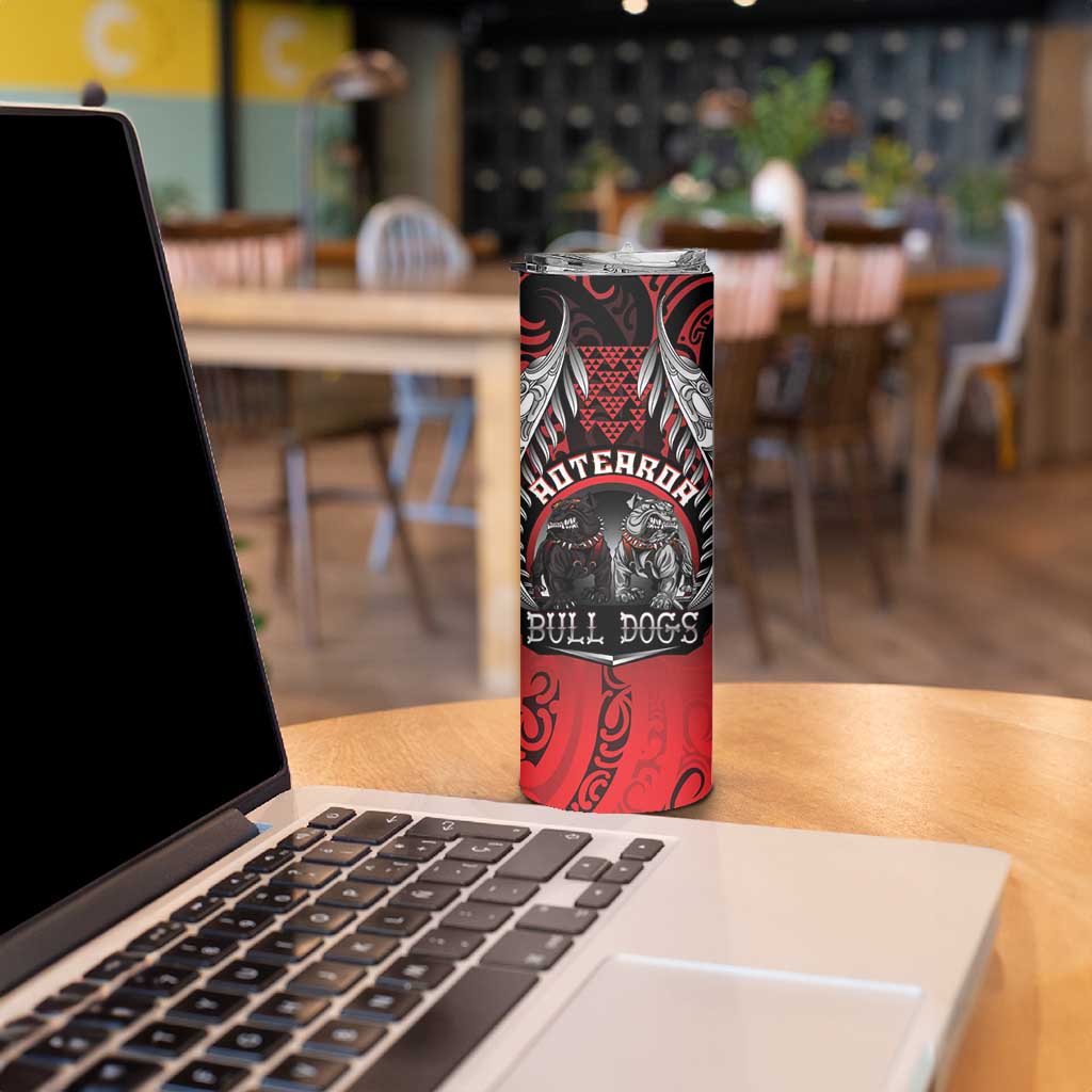Aotearoa Bulldog Personalised Skinny Tumbler Maori Kowhaiwhai Motif LT9 - Polynesian Pride