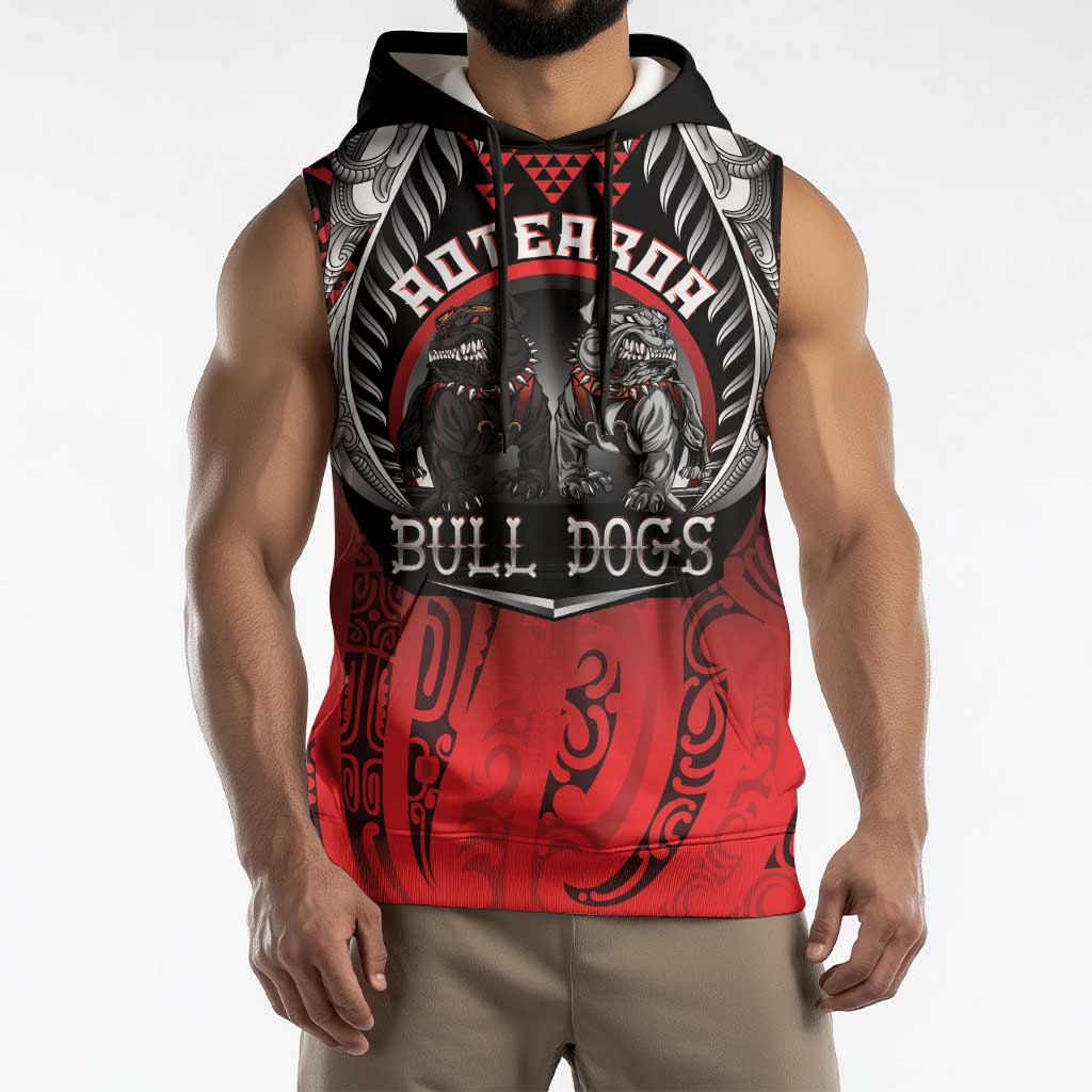 Aotearoa Bulldog Personalised Sleeveless Hoodie Maori Kowhaiwhai Motif - Polynesian Pride