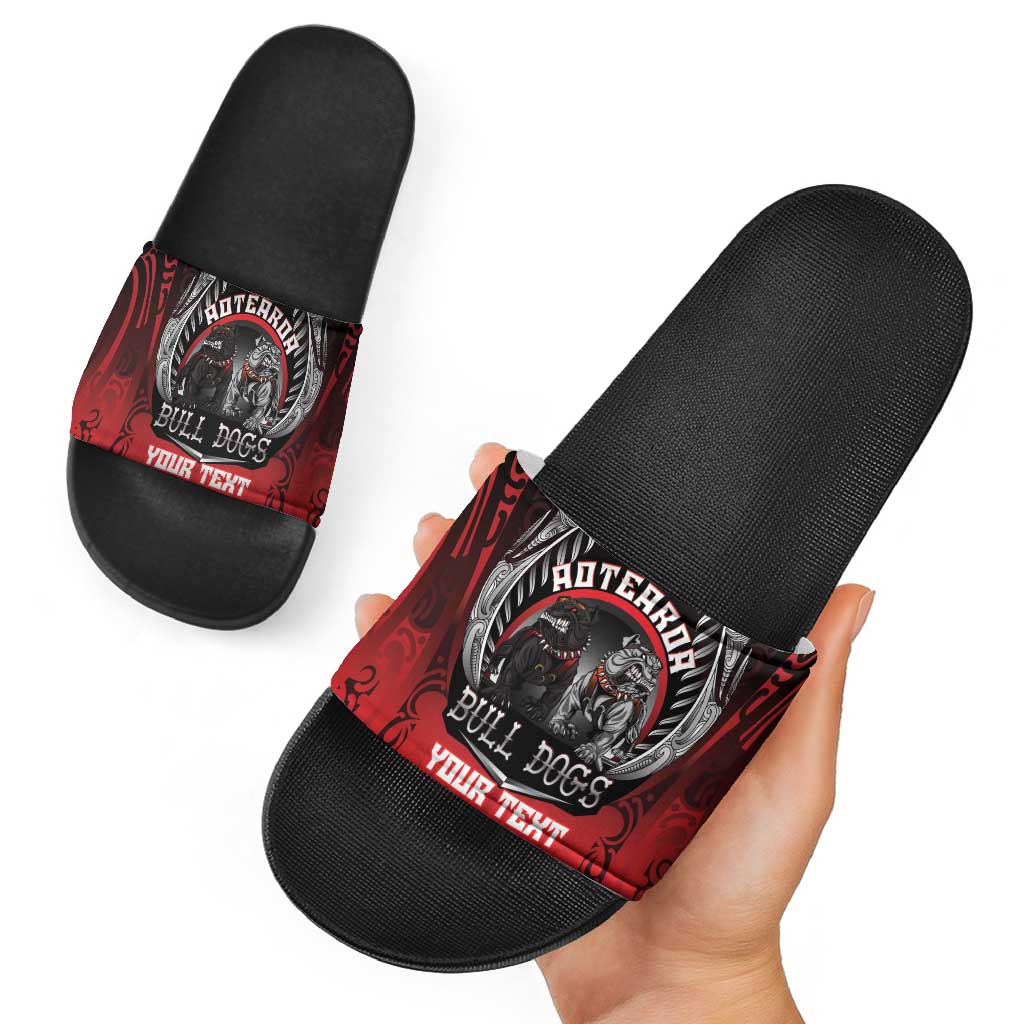 Aotearoa Bulldog Personalised Slide Sandals Maori Kowhaiwhai Motif - Polynesian Pride