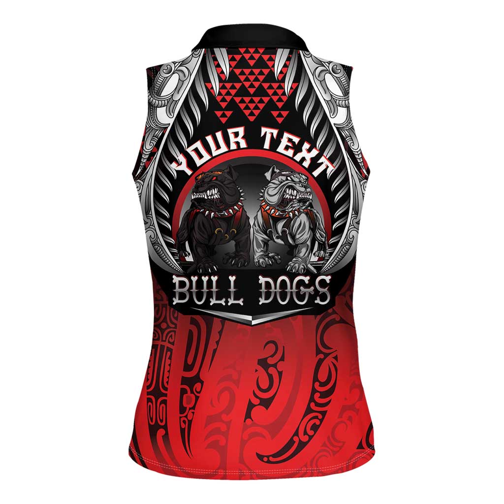 Aotearoa Bulldog Personalised Women Sleeveless Polo Shirt Maori Kowhaiwhai Motif