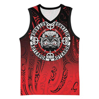 Aotearoa Bulldog Basketball Jersey New Zealand Kowhaiwhai Tribal LT9 Unisex Red - Polynesian Pride